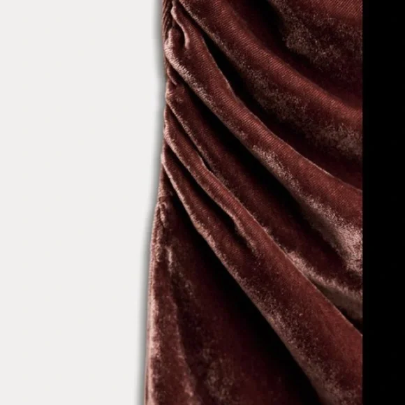 Zara NEW velvet midi strappy dress brown 9196/070 - Picture 6 of 9